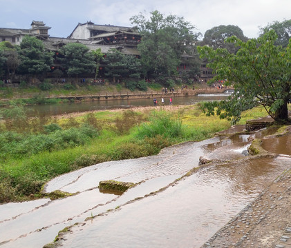 柳江古镇柳江风光 踏水桥