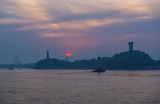 江心屿日落 夕阳 傍晚 瓯江