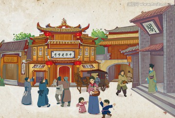 古代街市插畫