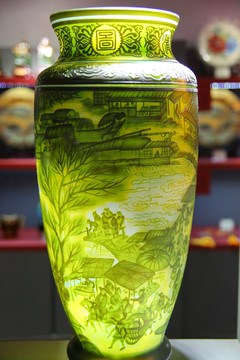 玻璃工艺品古代水景花瓶
