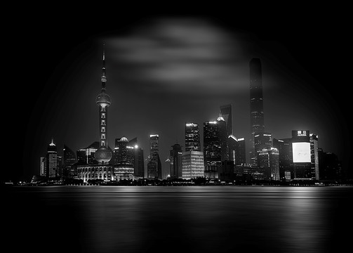 外滩黑白夜景