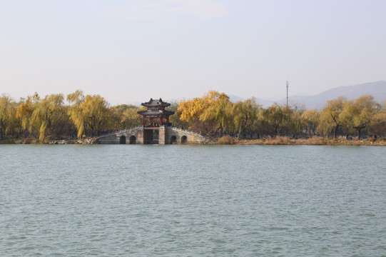 颐和园柳桥水景