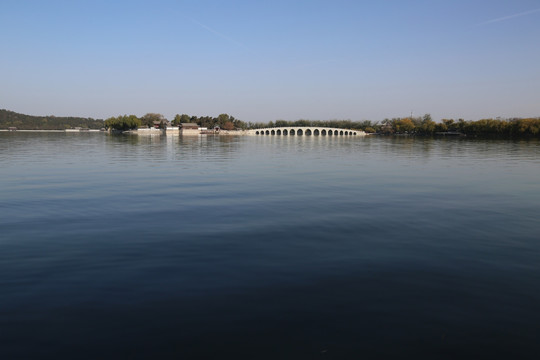 颐和园昆明湖镜面湖景