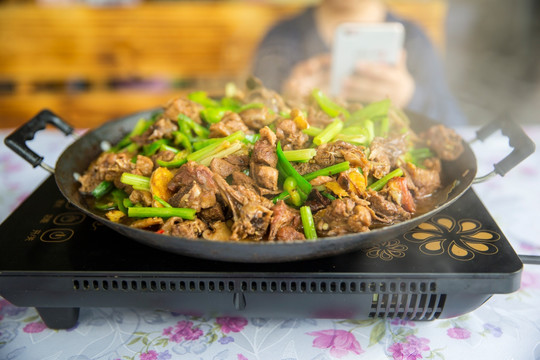 广西桂林美食 风味菜子姜焖鸭