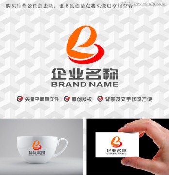 字母EB心形logo