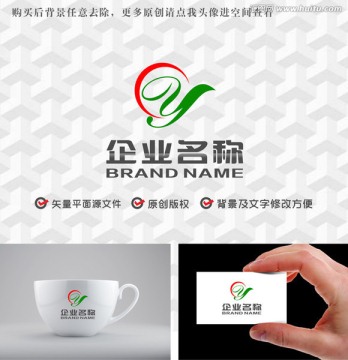 字母CY绿叶logo