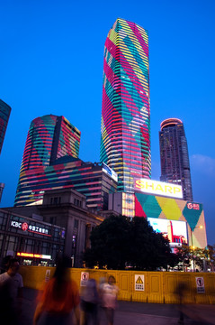 南京新街口城市商业街夜景