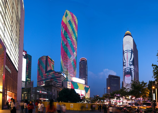 南京新街口城市商业街夜景