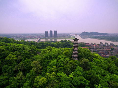 浙江兰溪 大云山能仁塔 航拍