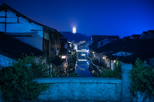 书圣故里 古镇月夜景