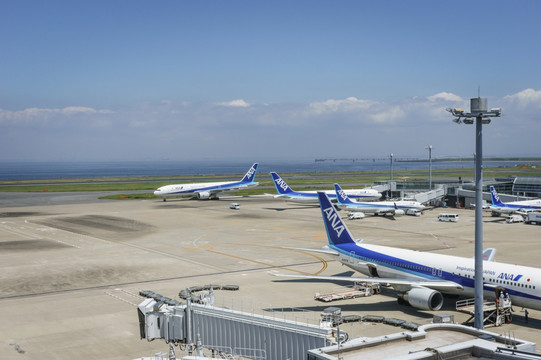 在日本的羽田机场的飞机
