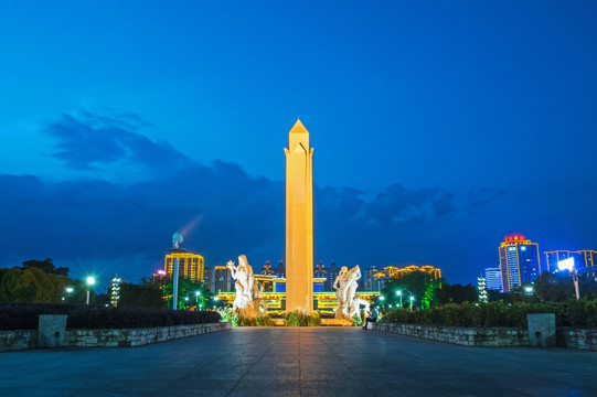 城市夜景 灯光 蓝天 霓虹