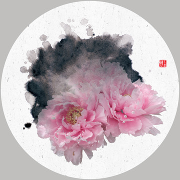 水墨牡丹