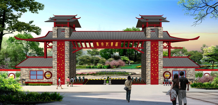 兩邊對稱大門效果圖