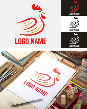 公雞LOGO食品炸雞中餐快餐