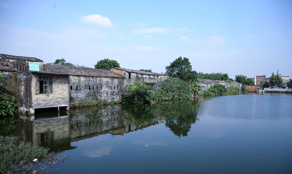 大洲村 古村落 鱼塘