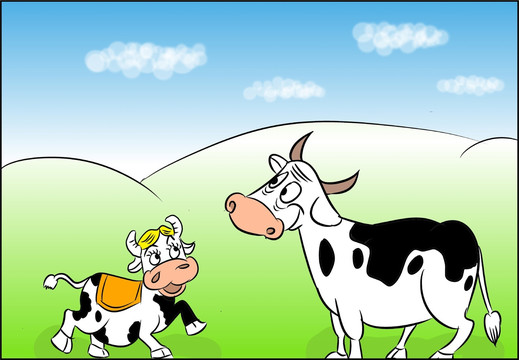 卡通漫画大奶牛小奶牛