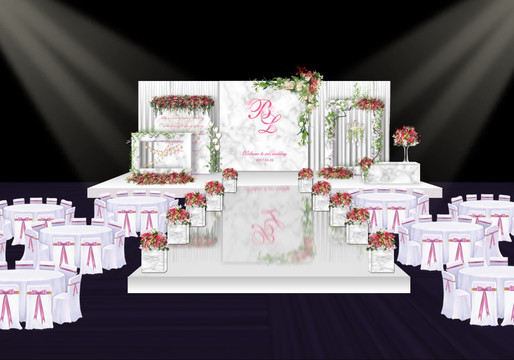 簡約大理石白紅婚禮