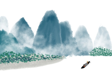 山水裝鈽畫水墨畫