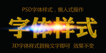 金色發(fā)光字體樣式
