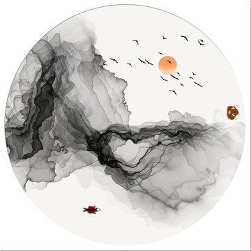 新中式抽象意境水墨山水