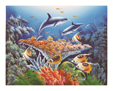 海底世界 動物油畫