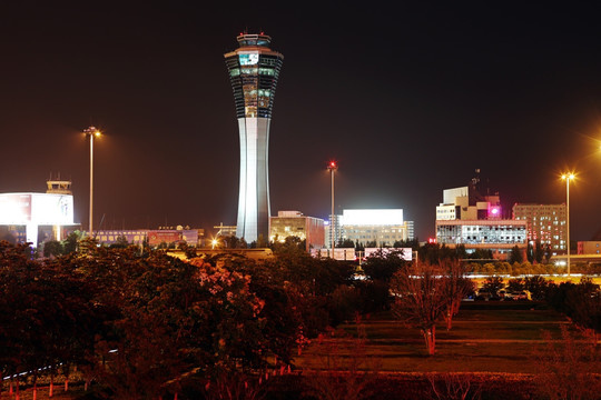 西安機場 夜景 空管塔臺