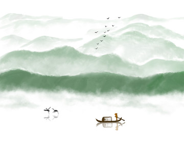 山水裝鈽畫水墨畫