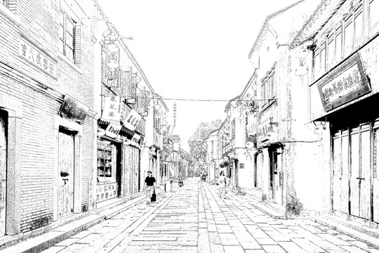 山塘古鎮(zhèn) 江南古鎮(zhèn)線描