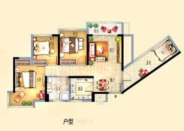 彩色平面高端戶型圖