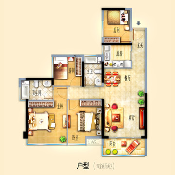 彩色平面高端戶型圖