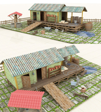 乡村林间木屋模型设计