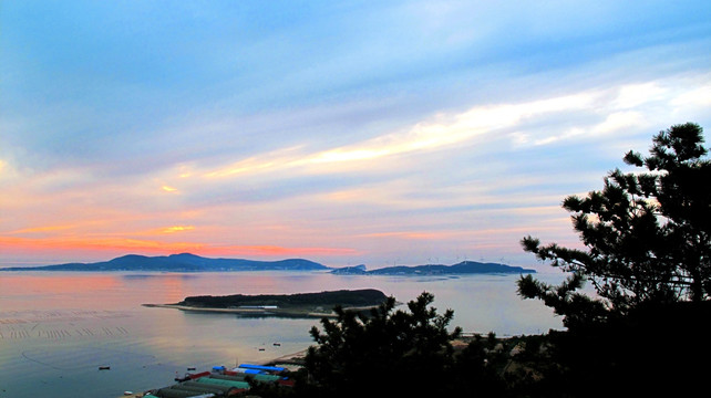 海上日落 海岛黄昏 长岛