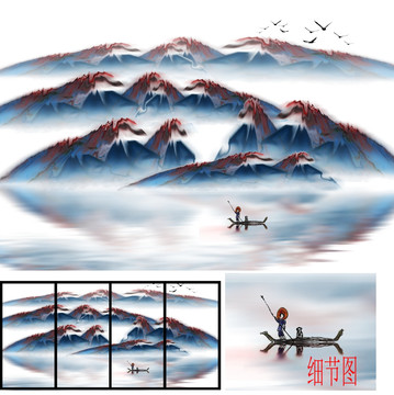 新中式水墨 青綠山水 合層