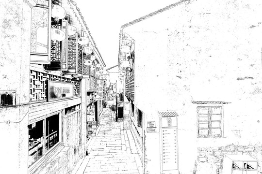 山塘古鎮(zhèn) 江南古鎮(zhèn)線描