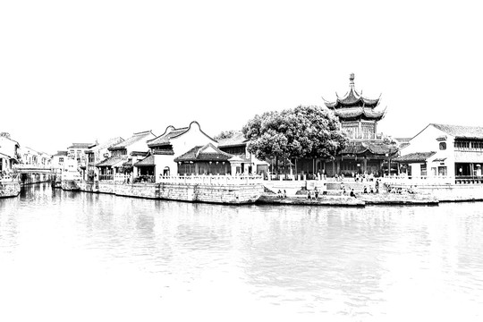 山塘古鎮(zhèn) 江南古鎮(zhèn)線描