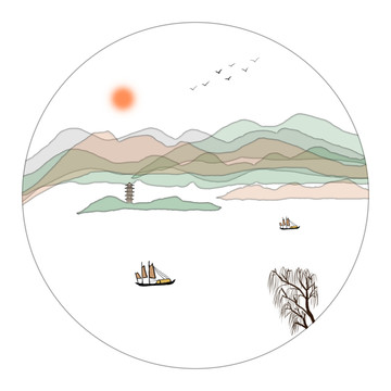 山水裝鈽畫(huà)水墨畫(huà)