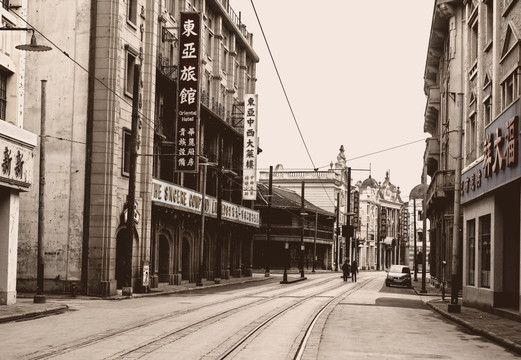 老上海南京路街景