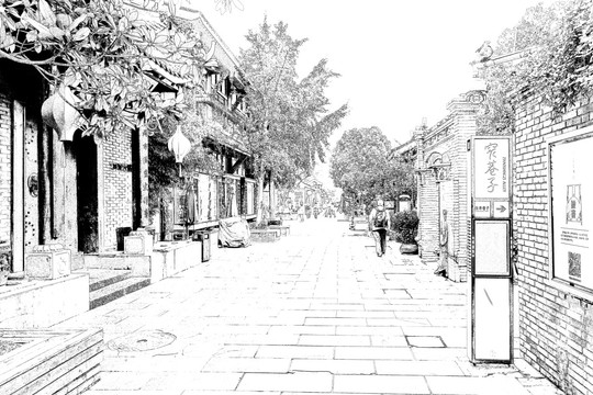寬窄巷子 四川古鎮(zhèn)線描