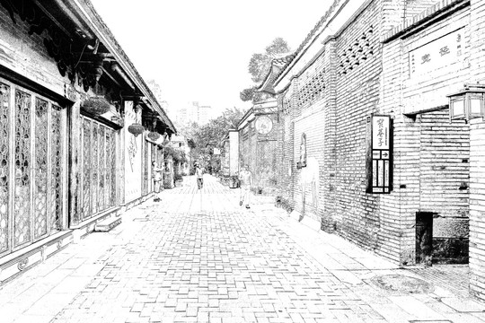 寬窄巷子 四川古鎮(zhèn)線描