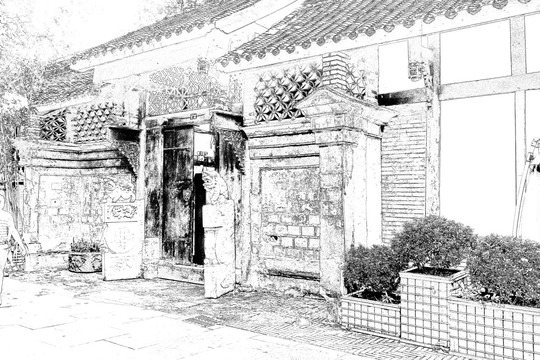 寬窄巷子 成都古鎮(zhèn)線描