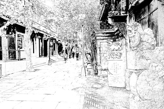 寬窄巷子 成都古鎮(zhèn)線描