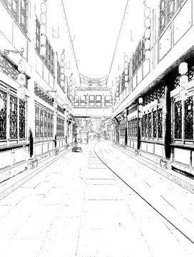 錦里古鎮(zhèn) 四川古鎮(zhèn)線描