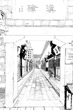 錦里古鎮(zhèn) 四川古鎮(zhèn)線描