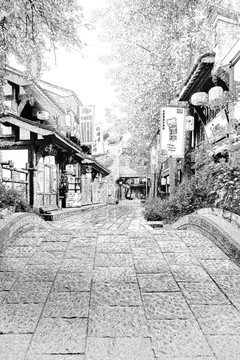 錦里古鎮(zhèn) 四川古鎮(zhèn)線描
