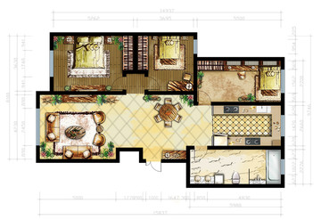 彩色平面高端户型图