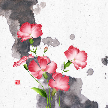 水墨花