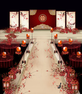 中式婚礼效果图背景