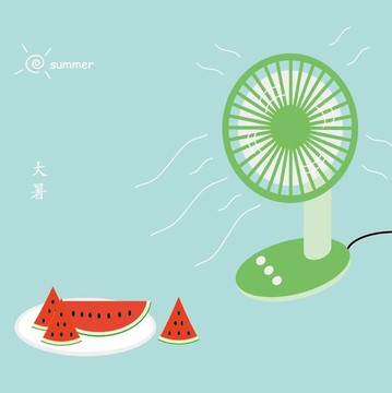 清凉一夏 夏天大暑扁平插画