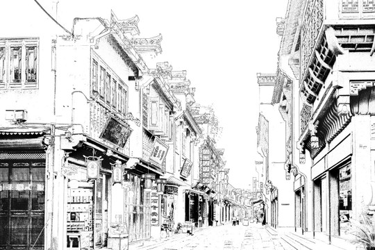 屯溪古鎮(zhèn) 徽州古鎮(zhèn)線描